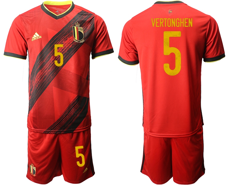 Men 2021 European Cup Belgium home red #5 Soccer Jersey->belgium jersey->Soccer Country Jersey